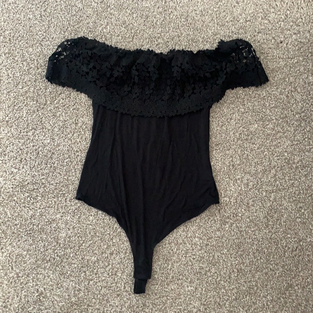 Black off the shoulders bodysuits